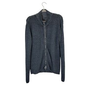 TRANSIT Uomo Mens Chunky Knit Sweater Jacket Blue Cotton Fisherman L Made Italy